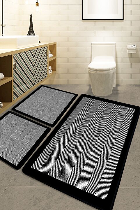 Chilai Home Barley Black 3'lü Set Banyo Halısı banyo