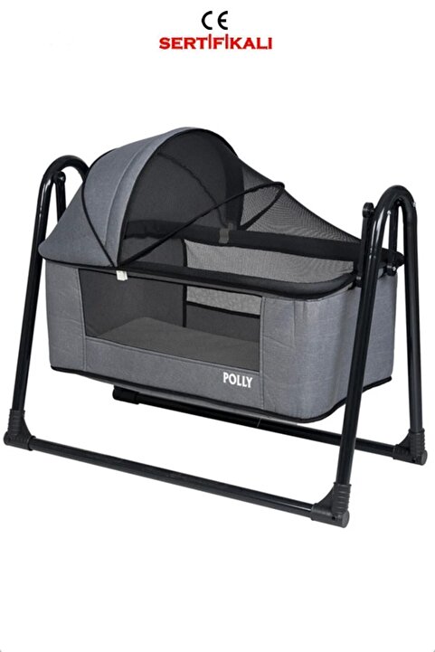 POLLY BABY Keten Fileli Silinebilir Portatif Sallanır Anne Yanı Beşik Sepet Beşik Hamak Beşik