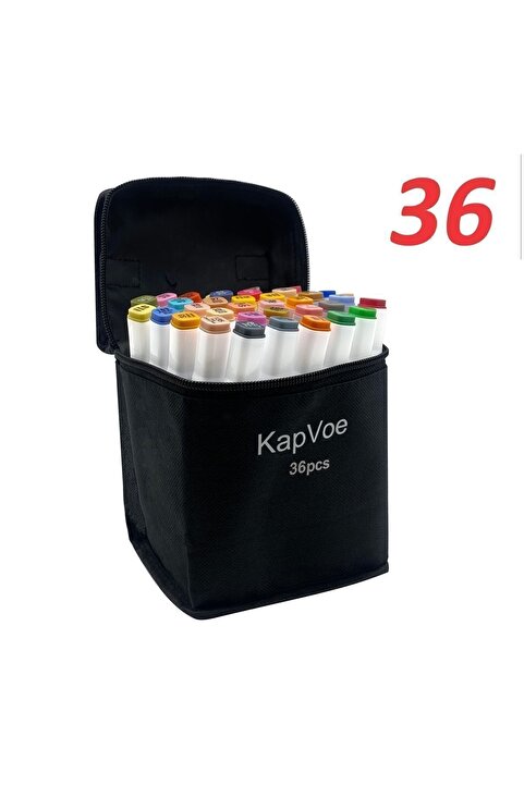 KAPVOE 36 Adet Çift Uçlu Touch Marker Art Tasarım Keçeli Kalem Boya Seti Çanta