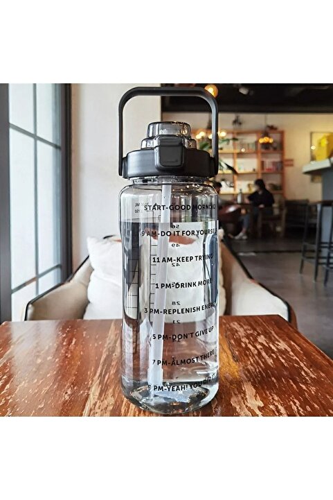 Seram Collection Şeffaf Motivasyon Matara 2000 ml Suluk Su Şişesi - Bpa Içermez