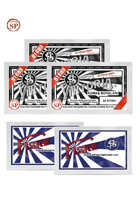 Viktoria 3 Paket Siyah Kumaş Boyası Kot Boyası - 2 Paket Fiske Boya Sabitleyici
