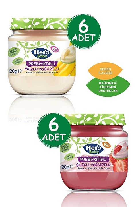 Hero Baby Herobaby Prebiyotikli Çilekli Ve Muzlu Yoğurtlu Kavanoz Mama 120g 12 Adet