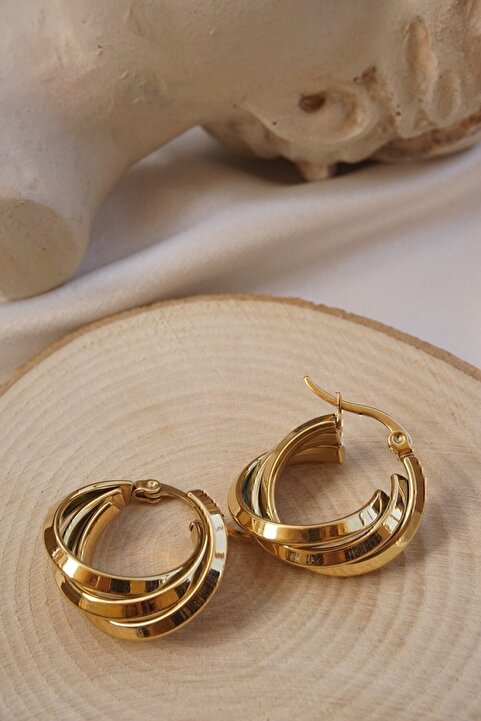 stainles steel Gold Çelik Halka Küpe