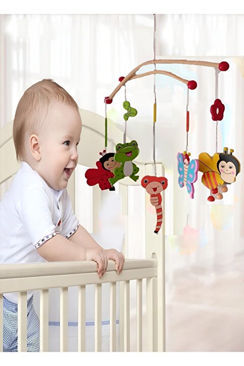Hyd  Bebek Beşik Süsü Dönence Ahşap Hayvan Figürlü Beşik Dönencesi