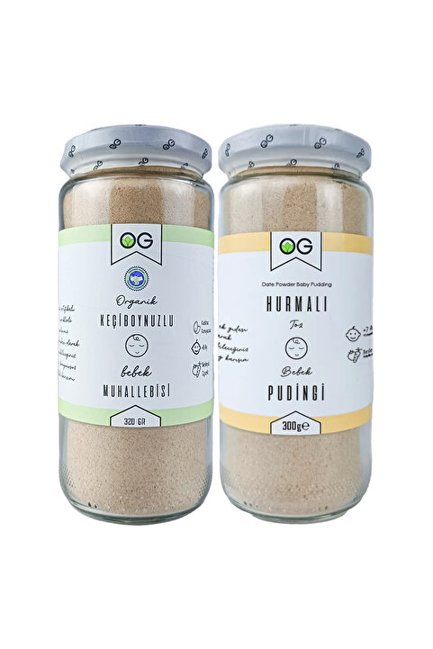 OG natural Organik Keçiboynuzlu Bebek Muhallebisi Ve Hurmalı Bebek Pudingi Seti