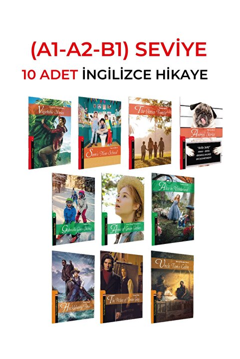 Kapadokya Yayınları İngilizce Hikaye Kitabı A1-a2-b1(STAGE1-2-3) 10 Lu , Set Karakot Okumalıdır,