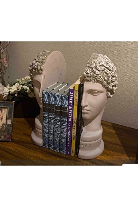 Genel Markalar Ev Dekor Dekoratif 29 Cm Bej Her-mes Kitap Desteği Kitap Tutucu Biblo Büst Heykel Kitaplık Aksesuar