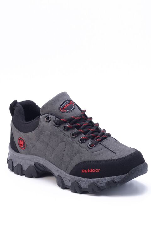 eformoda by emre yılmaz Füme Siyah Kışlık Dayanıklı Bağcıklı Unisex Outdoor Bot Ayakkabı 4054