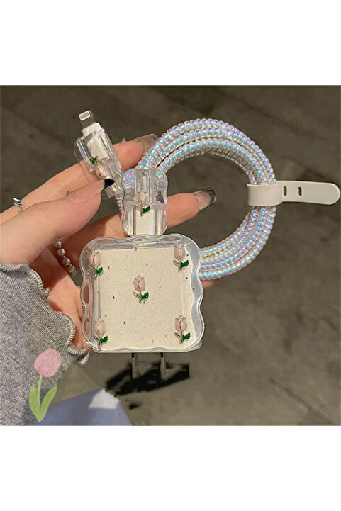 KVK PRİVACY 18W/20W/25W Uyumlu Şarj Kılıfı – Örme Kablo Toparlayıcı, Kablo Koruyucu ve Düzenleyici Aparat