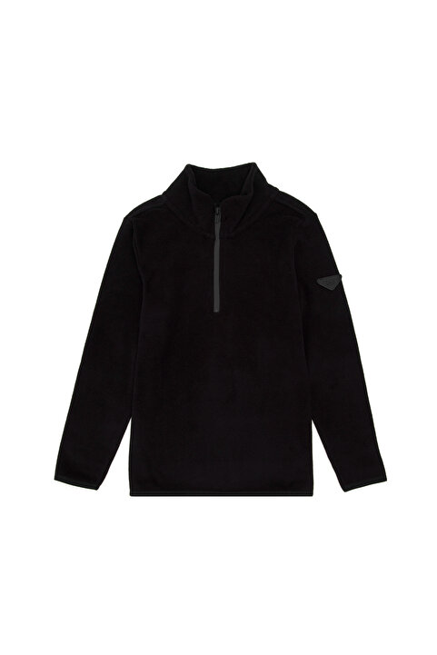 U.S. Polo Assn. Erkek Çocuk Yarım Fermuarlı Siyah Polar Sweatshirt 50298060-VR046