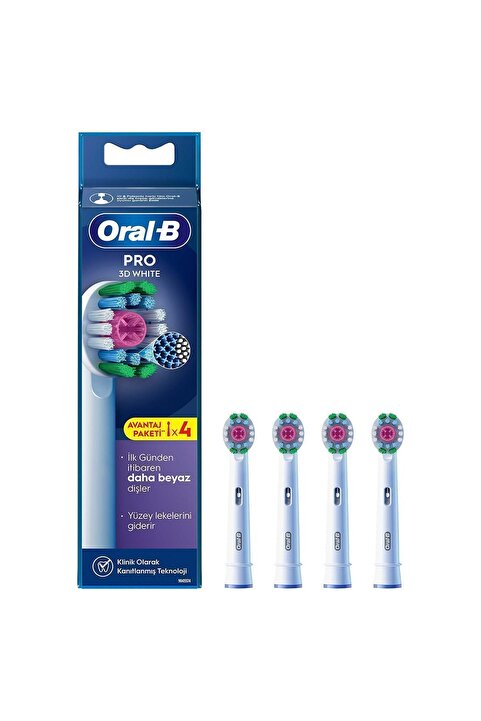 Oral-B Pro 3D White X-Filament Şarjlı Diş Fırçası Yedek Başlığı 4 Adet