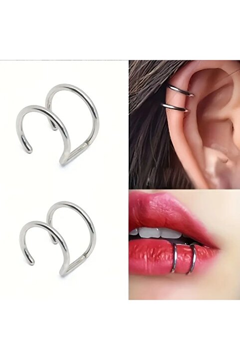 ÇELİKONLİNE Deliksiz Sıkıştırma Unisex Fake Dudak Burun Kulak Kıkırdak Septum 316l Cerrahi Çelik Ear