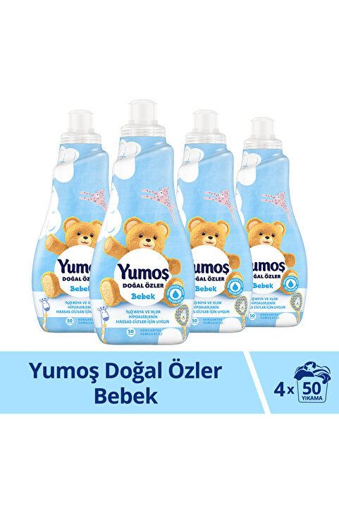 Yumoş Doğal Özler Konsantre Çamaşır Yumuşatıcısı Bebek 1200 ML 50 Yıkama 4 Adet