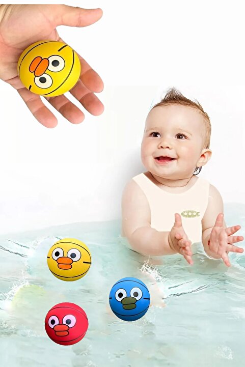 Miro Toys 3 Adet Banyo Oyuncağı Suda Batmayan Ultra Elastik Havuz Oyuncağı Top 6 Cm Oyuncak Top