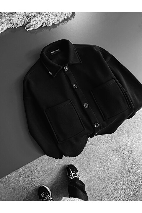 ablukaonline Erkek Oversize Basic Rahat Ceket Siyah