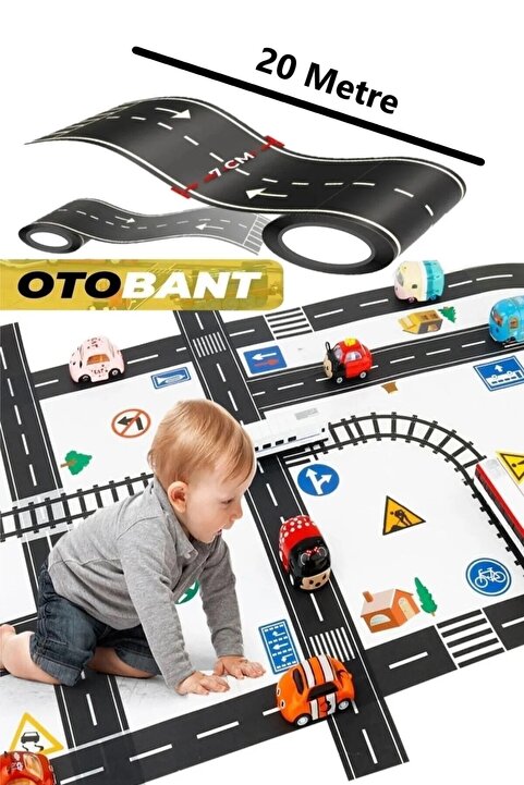 Hyd  Otobant Eğitici Ve Eğlenceli Yol Yapım Road Tape Şerit Oyun Bandı Eğitici Oyuncak 20 Metre