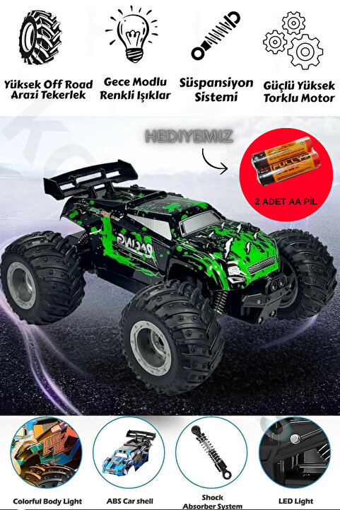 kosetoys Uzaktan Kumandalı Araba Full Fonksiyon Işıklı Drift 4x2 15 Km Hız Yapan Jip
