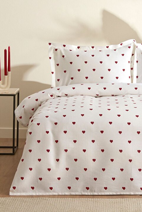 Karaca Home Amour %100 Pamuk Çift Kişilik Pike Takımı Kırmızı PP