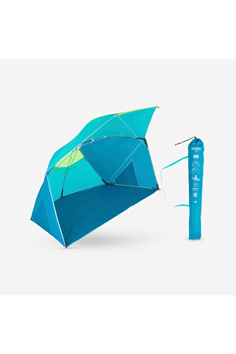 Decathlon Plaj Şemsiyesi / Gölgelik - SPF50+ - 3 Kişilik - Mavi / Sarı - Iwiko 180