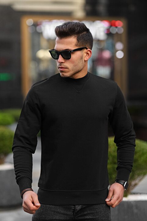 Valiberta Bisiklet Yaka Basic Sweatshirt - Siyah