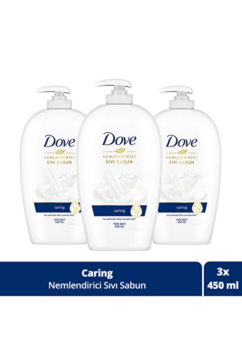 Dove Nemlendirici Sıvı Sabun Caring 1/4 Nemlendirici Krem Etkili 450 ml x3 Adet