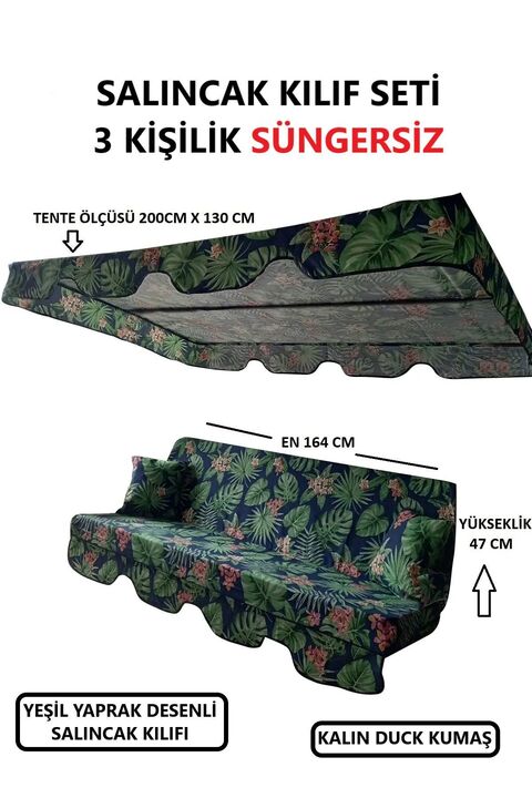 Mor Minder Süngersiz Tenteli Salıncak Kumaş Seti 3kişilik Bahçe Minderi 164x47 Süngersiz