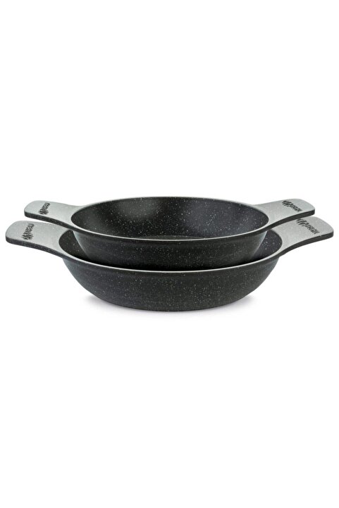 ThermoAD | Güveç Sahan Set | Döküm Kendinden Saplı | 2 Parça | Gri | 20cm-22cm
