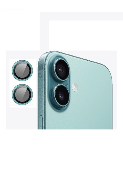EVAX [Metal] iPhone 16 / 16 Plus Uyumlu Deniz Mavisi Metal Kamera Lens Koruyucu