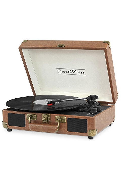 Record Master St14012 Retro Pikap Plak Çalar - Kahverengi - Bluetooth, Şarj - 3 Devir - Universal Iğneli