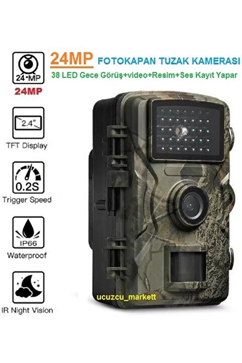 Genel Markalar 24 Megapixell - 38 LED Gece Görüşlü Video + Resim + Ses Kayıt Yapar