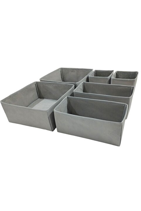 Balkan Room 6'lı Gri Çekmece Içi Düzenleyici Organizer Set - Çok Amaçlı Dolap Içi Kutu Seti