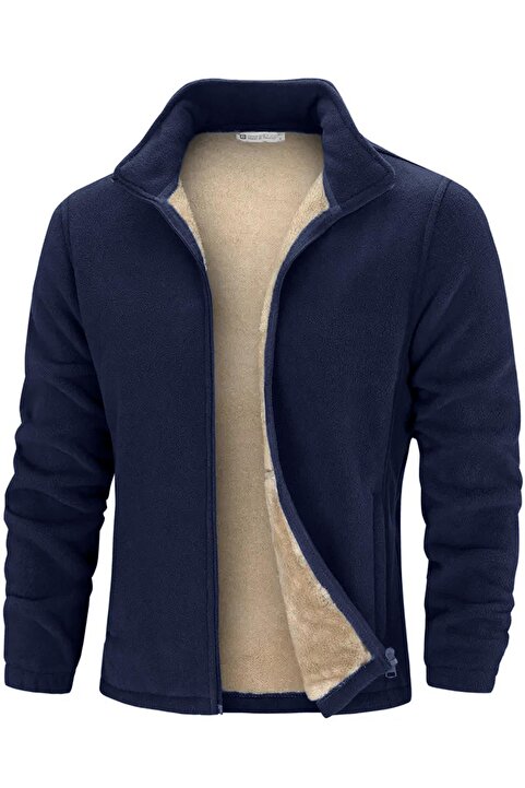 Ghassy Co Ghassy Co. Erkek Ultra Isı Peluş Astarlı Cepli Tam Fermuarlı Polar Ceket