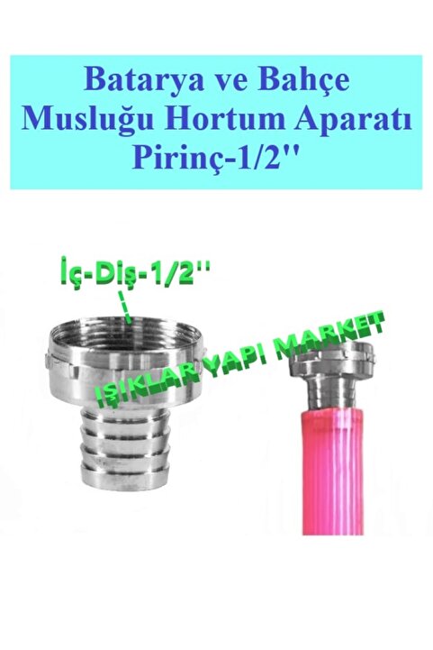 Işıklar Bahçe Musluğu Ve Batarya Musluk Hortum Takma Aparatı-rekor-pirinç-iç Dişli-1/2 Kelepçe Hediyeli