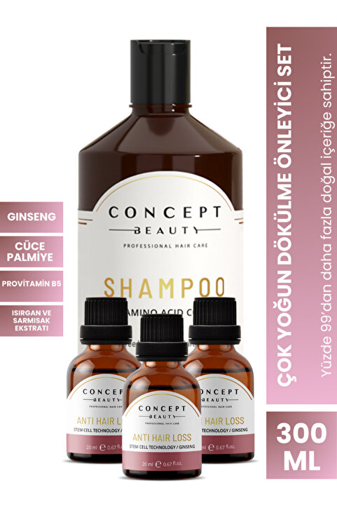 Concept Beauty Çok Yoğun Dökülme Önleyici Saç Bakım Seti-nane Yağı-sarımsak Ekstratı-kafein Özlü Doğal Şampuan