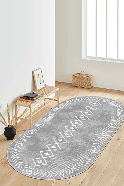 West Home Dijital Baskı Yıkanabilir Kaymaz Taban Oval Mutfak Halısı Salon Halısı Ve Yolluk