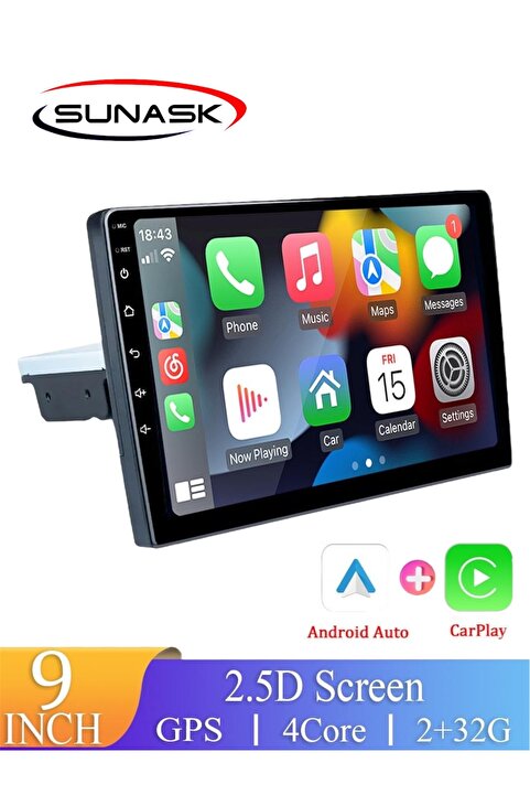 Sunask Sn-9900A 9inç Android 2gb Ram 32gb Hafıza Tek Din Carplay Multimedya Oto Teyp Wi-fi Park Kamera