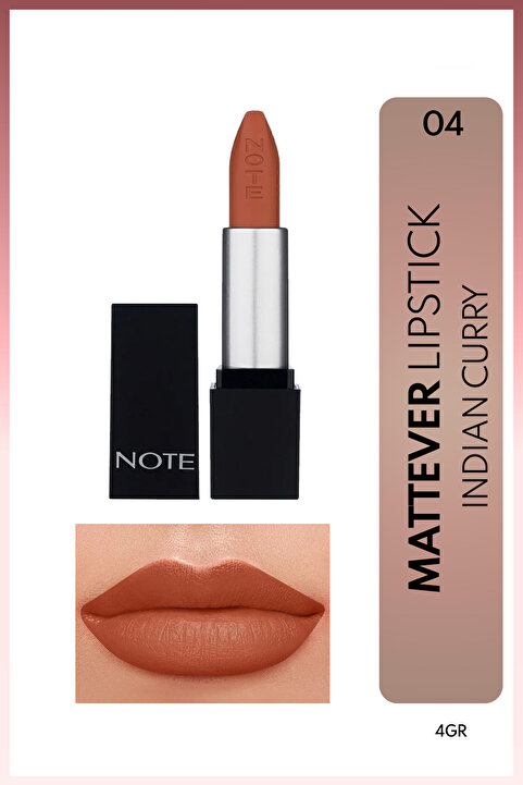 Note Cosmetics Mattever Lipstick Yarı Mat Saten Bitişli Ruj 04 Indian Curry - Nude