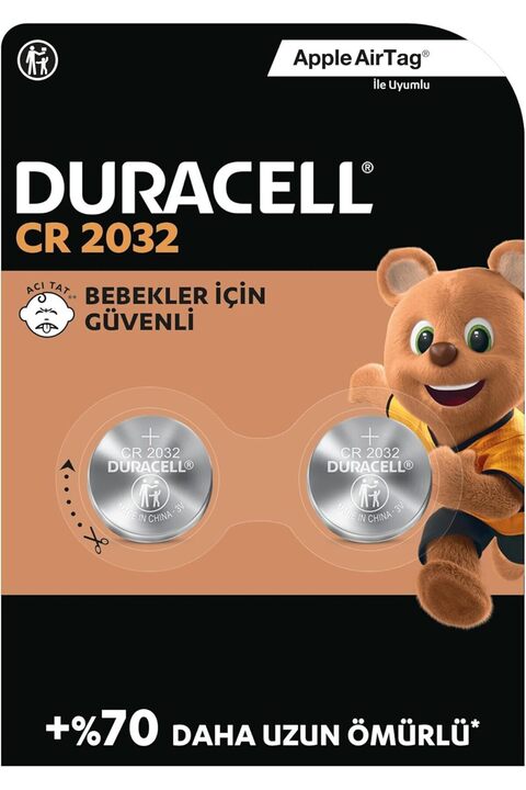 Duracell CR 2032 Lityum Düğme Pil (2’li paket) 3V, (CR2032)