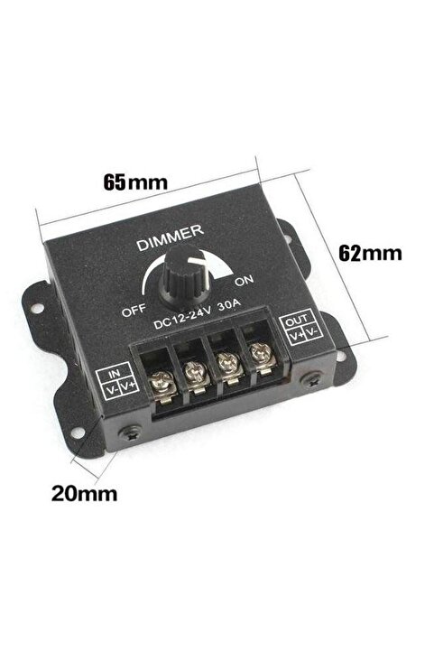 Hatfon Elektronik Led Dimmer Kontrol Tek Renk Şerit Ledler için  POT lu DC 12-24V 30A Manuel Kontrol