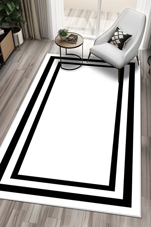 West Home Dijital Baskı Yıkanabilir Kaymaz Taban Leke Tutmaz Beyaz Mutfak Halısı Salon Halısı Ve Yolluk