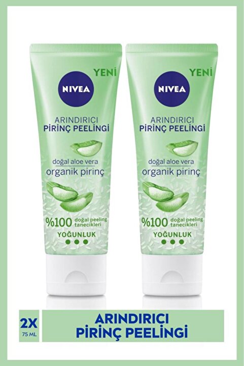 NIVEA Arındırıcı Yüz Bakım Pirinç Peeling 75ml, Siyah Nokta, Gözenek Görünümü, Aloe Vera