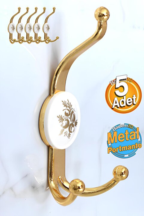 Badem10 5 Adet Gold Altın Askı Dolap Askılık Askılığı Banyo Mutfak Askısı Duvar Kapı Elbise Kıyafet Vestiyer