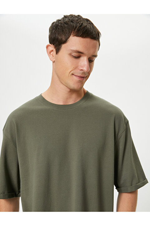 Koton Basic Oversize Tişört Bisiklet Yaka Kısa Kollu
