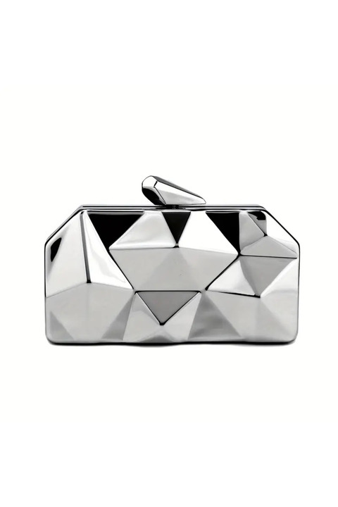 By EDUU Silver  Metal Clutch Portföy ve Abiye Çanta