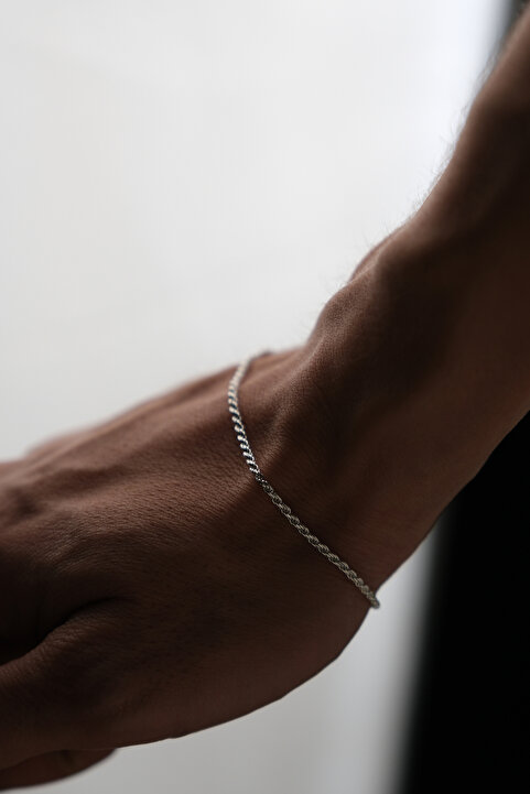 Ricco Jewellery 925 Ayar Gümüş Old Money Burma Halat Bileklik