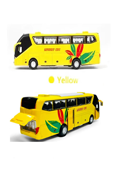 BAMTEBİ Metal Sesli Işıklı Açılır Kapılı Otobüs Diecast 19 cm 4 Renkli Seyahat Otobüsü Sarı