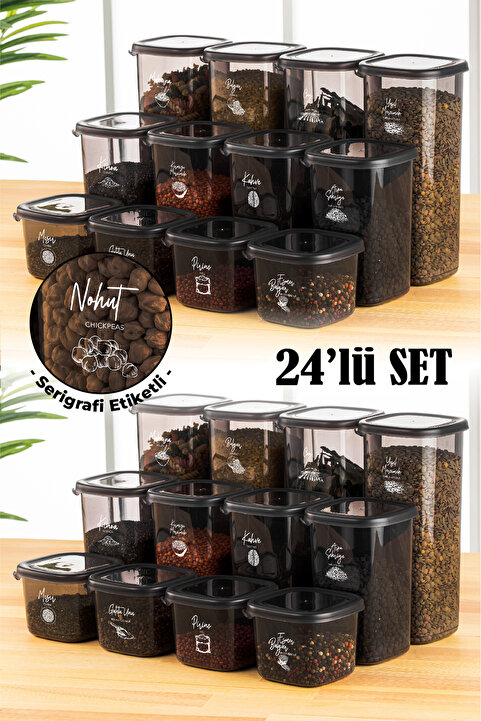 Vienev 24lü Peggy Kare Erzak Saklama Kabı 8x(0,55 LİTRE, 1,2 LİTRE, 1,75 LİTRE) Beyaz Serigrafi Etiketli