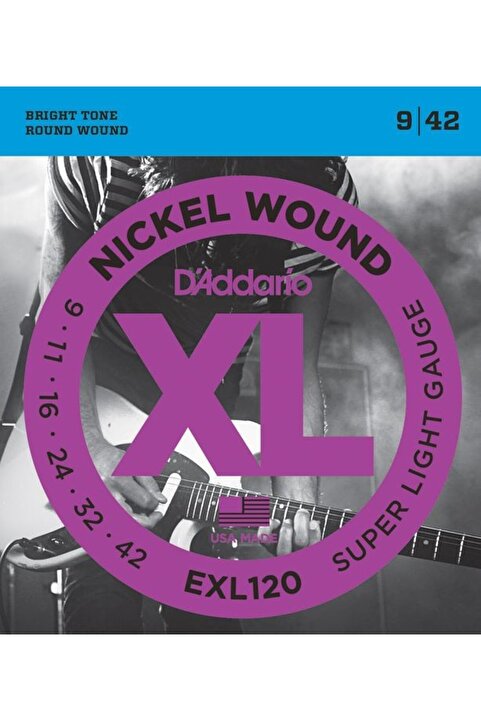 Genel Markalar EXL120 ELEKTRO GİTAR TEL SETİ, XL, 9-42, NICKEL WOUND, SU Nickel-plated steel Bright and c