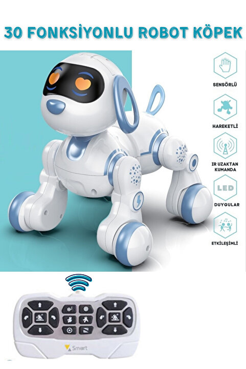 welcomein Oyuncak 30 Fonksiyon Uzaktan Kumandalı Şarjlı Sesli Işıklı Dokunma Algılama Programlama Robot Köpek