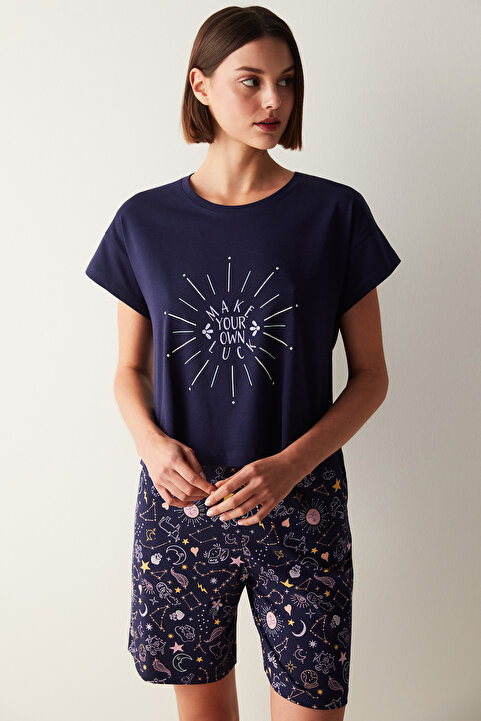 Penti Zodiac Lacivert Tişört Pijama Üstü